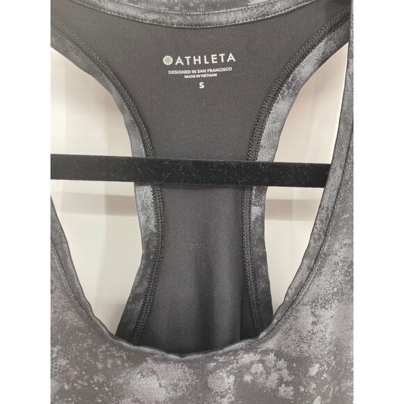 Athleta Shanti women S black racerback Misty Lace Print Metallic Workout TankTop - Picture 3 of 3